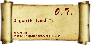 Orgonik Tamás névjegykártya
